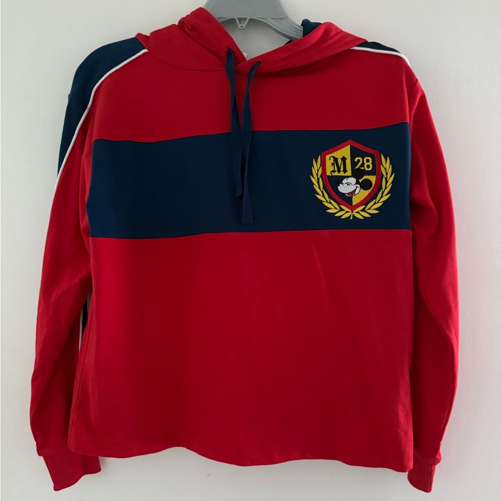 Mickey Mouse M28 Embroidered Crest Pullover Hoodie NWT